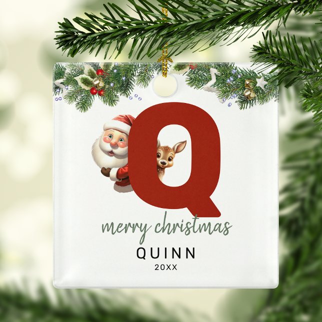 Kids Letter Q Monogram Christmas Tree Ornament Aus Metall (Von Creator hochgeladen)