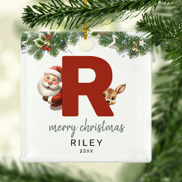 Kids Letter R Monogram Christmas Tree Ornament Aus Metall