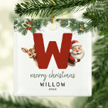 Kids Letter W Monogram Christmas Tree Ornament Aus Metall<br><div class="desc">Geben Sie Ihrem Weihnachtsbaum eine persönliche Touch in dieser Weihnachtszeit mit einem Monogramm Ornament! Mit Santa und einem Rentier, der hinter dem Buchstaben W herschaut, kann dieses Ornament mit einem Sonderfoto, Namen und Jahr personalisiert werden, und einem beiliegenden Template Gruß. Machen Sie diesen festlichen Sake zu einem Teil Ihrer traditionellen...</div>