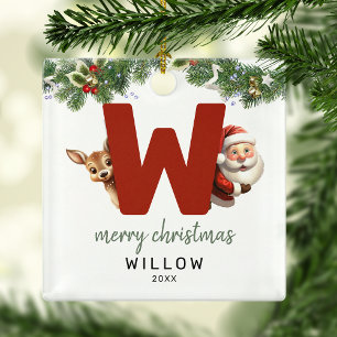 Kids Letter W Monogram Christmas Tree Ornament Aus Metall
