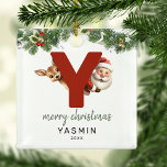 Kids Letter Y Monogram Christmas Tree Ornament Aus Metall<br><div class="desc">Geben Sie Ihrem Weihnachtsbaum eine persönliche Touch in dieser Weihnachtszeit mit einem Monogramm Ornament! Mit Santa und einem Rentier, der hinter dem Buchstaben Y herbeiguckt, kann dieser Ornament mit einem Sonderfoto, Namen und Jahr personalisiert werden, und einem beiliegenden Template Gruß. Machen Sie diesen festlichen Sake zu einem Teil Ihrer traditionellen...</div>