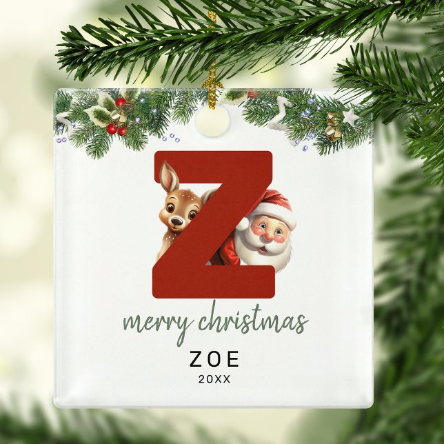 Kids Letter Z Monogram Christmas Tree Ornament Aus Metall (Von Creator hochgeladen)