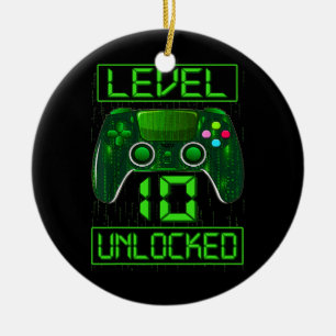 Kids Level 10 Freigeschaltet Lustiges Videospiel 1 Keramik Ornament