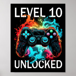 Kids Level 10 freigeschaltet Retro-Videospieler 10 Poster