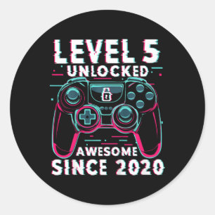 Kids Level 5 freigeschaltet Videospiel 5. Geburtst Runder Aufkleber