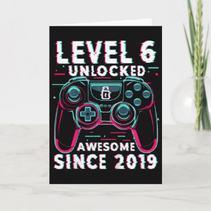 Kids Level 6 freigeschaltet Videospiel 6. Geburtst Karte