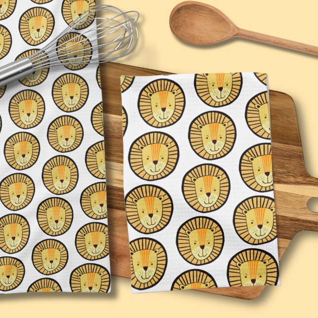 Kids Lion Jungle Animal Pattern Geschirrtuch (Lion head cute kids pattern kitchen towel)