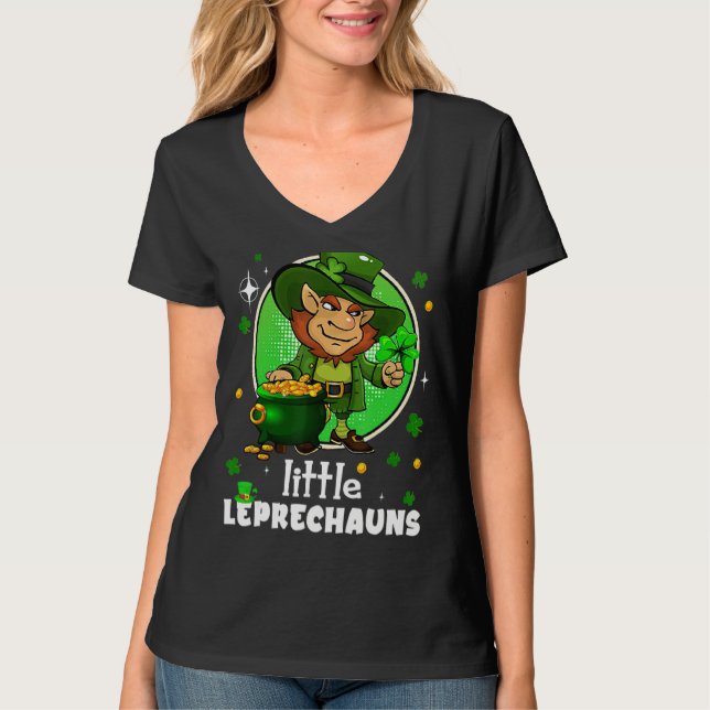Kids Little Leprechaun with Kleeblatt St Patricks  T-Shirt (Vorderseite)