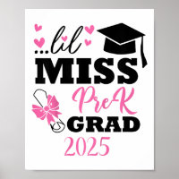 Kids Little Miss Pre-k Grad Preschool Prek Graduat