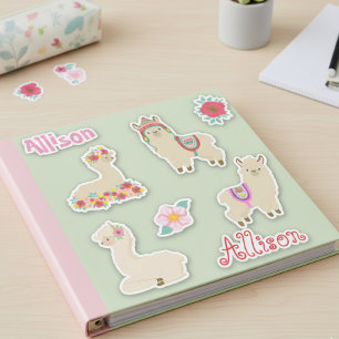 Kids Llama Personalisiert Fun Set Aufkleber