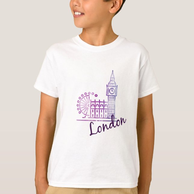 Kids London T - Shirt Big Ben & London Eye Souveni (Vorderseite)