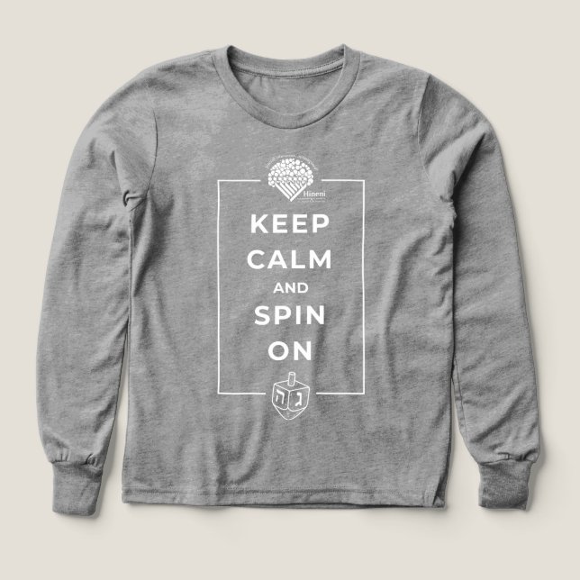 Kids' Long-Sleeve Hanukkah Shirt - Keep Calm and (Design Vorderseite)