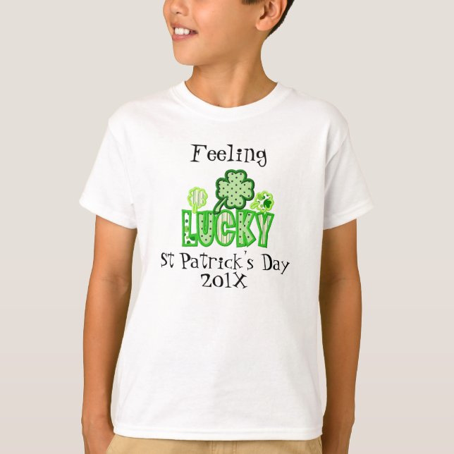 Kids Lucky St Patrick's Day Dated T - Shirt Templa (Vorderseite)