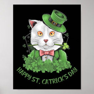 Kids Mädchen St Patricks Day Katze Glücklich St Ca Poster
