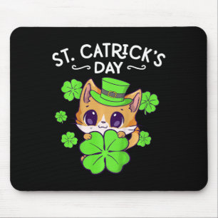 Kids Mädchen St Patricks Tag Katze Glücklich St Ca Mousepad