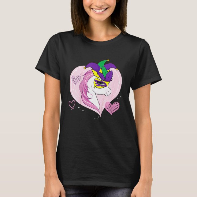 Kids Mardi Gras Unicorn Niedlich Jester Carnival M T-Shirt (Vorderseite)