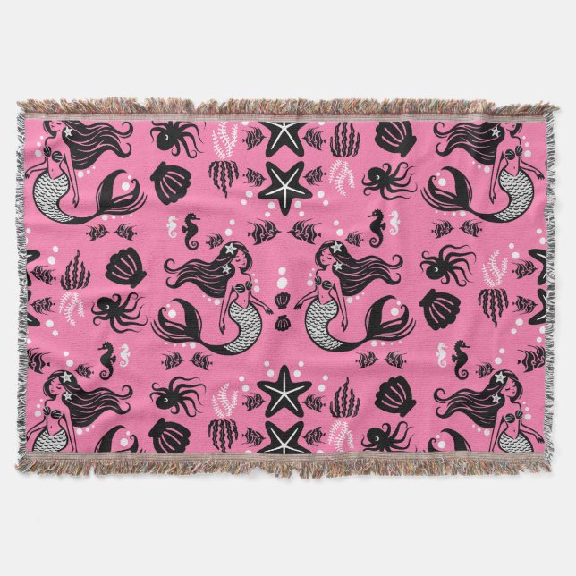 Kids Meerjungfrau Pink Decke (Vorderseite)