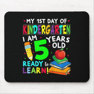 Kids Mein erster Tag im Kindergarten und ich bin 5 Mousepad