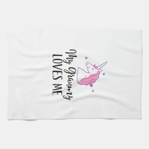 Kids Mein Oma liebt mich Einhorn Enkelkind T-Shirt Geschirrtuch