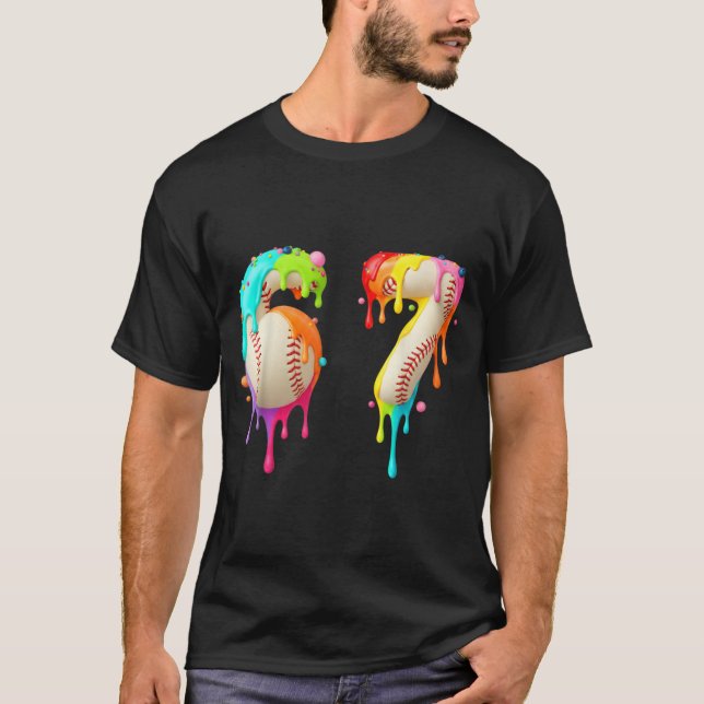 Kids Meme 67 Number Six 6 Seven 7 Ice Cream Drips  T-Shirt (Vorderseite)
