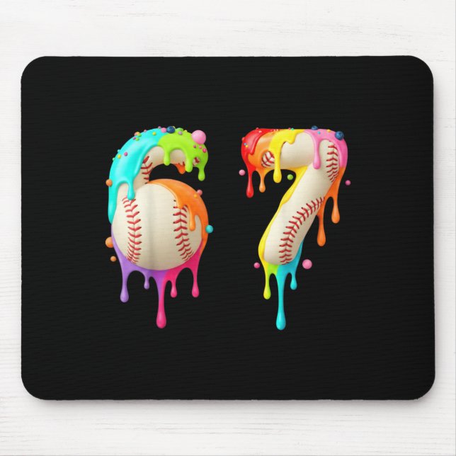 Kids Meme 67 Nummer Sechs 6 Sieben 7 Eiscreme trop Mousepad (Vorne)