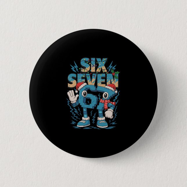 Kids Meme 67 Sechs Sieben 6 7 Italienischer Brainr Button (Vorderseite)