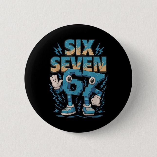 Kids Meme 67 Sechs Sieben 6 7 Italienischer Brainr Button (Vorderseite)