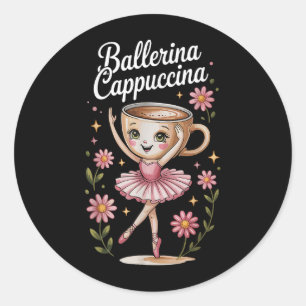 Kids Meme Italian Brainrot Ballerina Cappuccina T- Runder Aufkleber