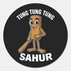 Kids Meme Italian Brainrot Tung Tung Tung Sahur T- Runder Aufkleber