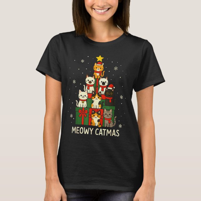 Kids Men Women Meowy Catmas Funny Christmas Cats C T-Shirt (Vorderseite)