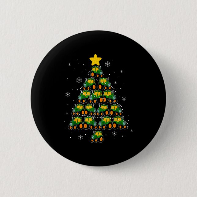 Kids Men Women Tractor Christmas Tree Farmer Xmas  Button (Vorderseite)