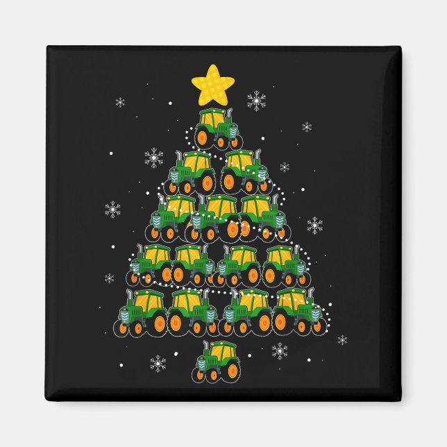 Kids Men Women Tractor Christmas Tree Farmer Xmas  Magnet (Vorne)