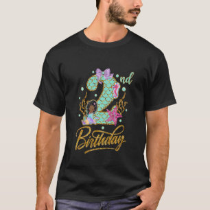 Kids Mermaid 2. Geburtstag Outfit Afrikanischer Am T-Shirt