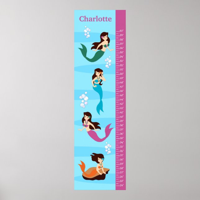Kids Mermaid Growth Chart Poster (Vorne)