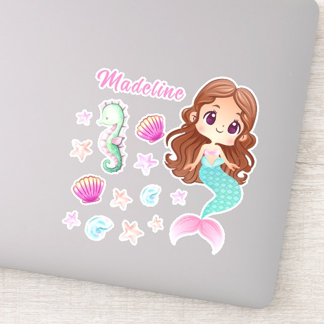 Kid's Mermaid Personalisiert Set Sticker (Detail)