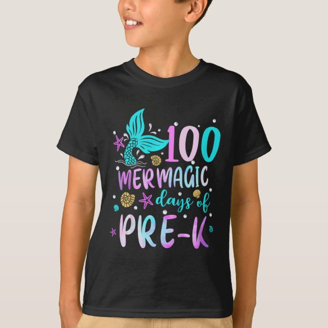 Kids Mermaid Schwanz 100 Mermagic Days of Pre-k fo T-Shirt (Vorderseite)