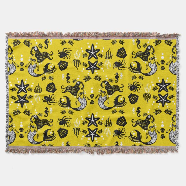 Kids Mermaid Yellow Beach Decke (Vorderseite)