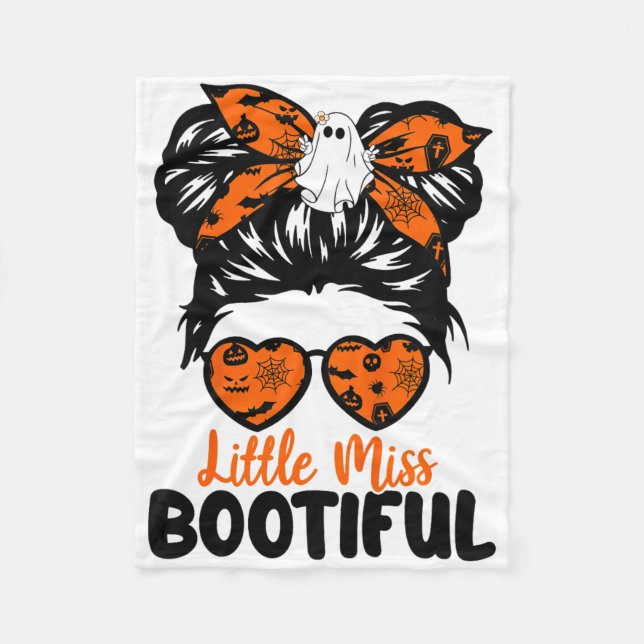 Kids Messy Bun Little Miss Bootiful Boo Halloween Fleecedecke (Vorderseite)