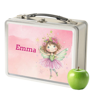Kids Metal Lunch Box - Personalisierte rosa Fee