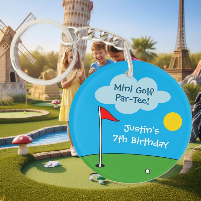 Kid's miniature golf Birthday party keychain gift Schlüsselanhänger (mini golf keychain)