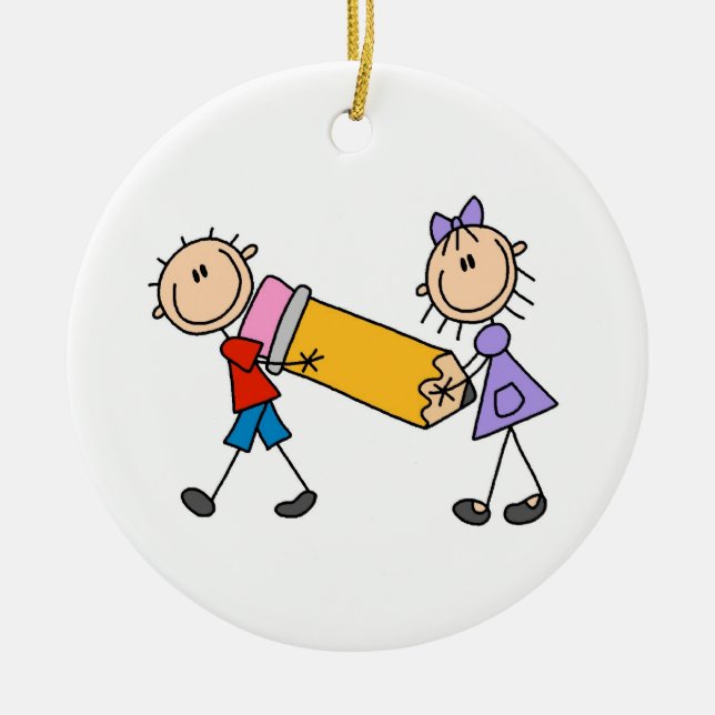 Kids mit Stift Keramikornament (Vorne)