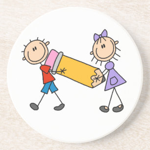Kids mit Stift Sandstein Untersetzer
