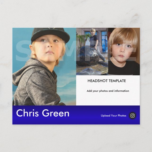 Kids Model Headshot Comp Postcard Postkarte (Vorderseite)