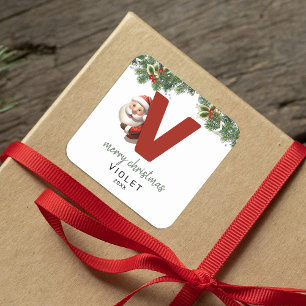 Kids Monogram Christmas Quadratischer Aufkleber