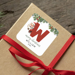 Kids Monogram Christmas Quadratischer Aufkleber