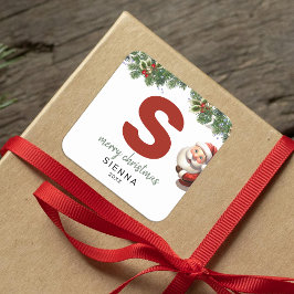 Kids Monogram Christmas Quadratischer Aufkleber