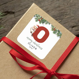 Kids Monogram Christmas Quadratischer Aufkleber