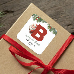 Kids Monogram Christmas Quadratischer Aufkleber