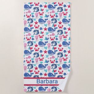 Kids Monogramed Whales Strandtuch