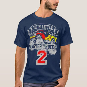 Kids Monster Truck 2nd Birthday This Little Monste T-Shirt